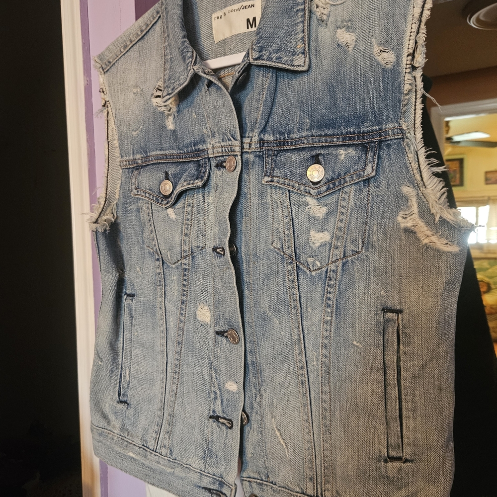 rag & bone Light Blue Denim Vest